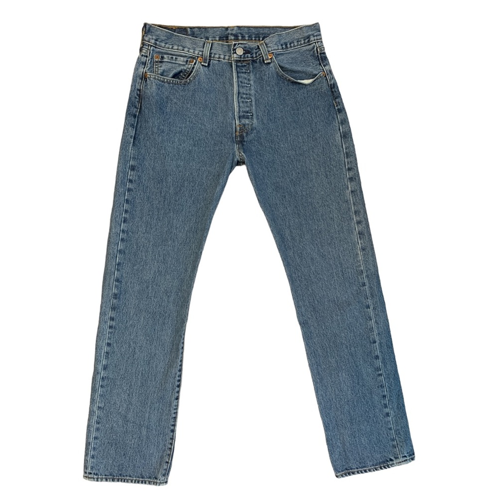 Levis 501 Jeans Mens Original Fit Button Fly Light Medium Wash Denim 32x32